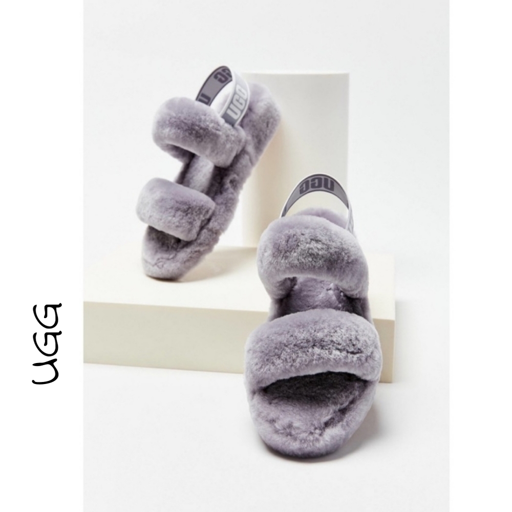 UGG × Gray 'oh Yeah' Fur Sandals